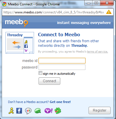 Meebo | Multiple chat networks on Threadsy