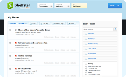 Shelfster | Prettier than Evernote, and nearly as functional 