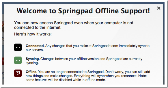 Springpad Offline Mode Syncs Data for Offline Access 