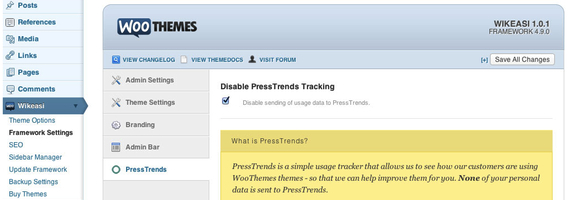 Woothemes tracking