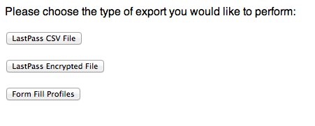LastPass export format