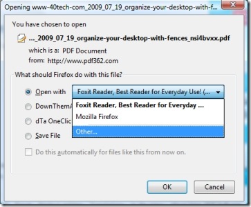 PDF Download dialog window to select Evernote