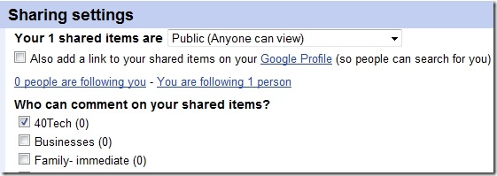 Google Reader Sharing