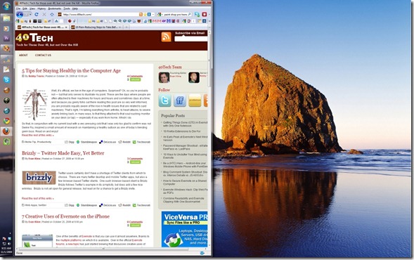 windows 7 aero snap results