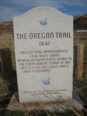 Oregon Trail sign with Apple logo