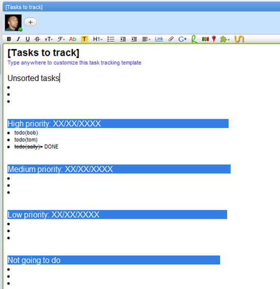 Google Wave Tasks Tracking Template | 40Tech