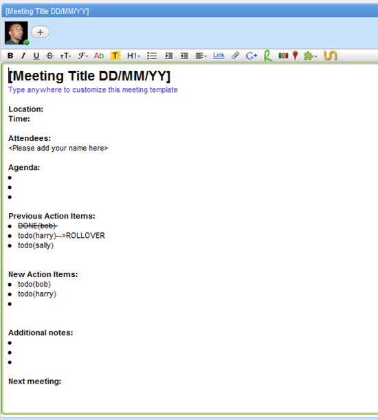 Google Wave Meetings Tracking Template | 40Tech 