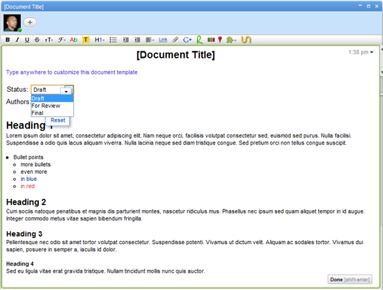 Google Wave Document Template | 40Tech