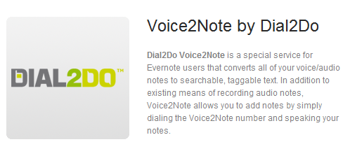 Dial2Do Voice2Note on Evernote Trunk
