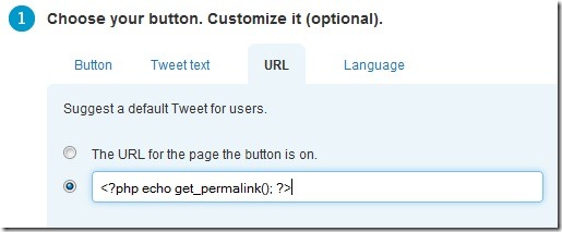 tweet button wordpress url