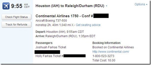 Tripit Flight Reservation