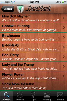 Some Date Ideas form DateBank for iPhone | 40Tech
