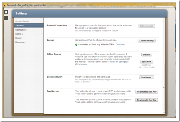 Springpad Offline Access, Data Backup Features | 40Tech