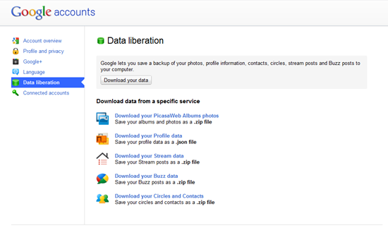 Google+ Data Liberation | Takeout | 40Tech