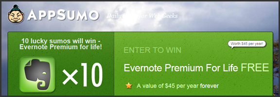AppSumo Contest is Giving Away 10 Evernote Premium Accounts -- for Life! | 40Tech