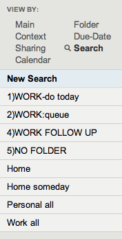 Toodledo GTD saved searches