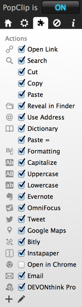 PopClip extensions