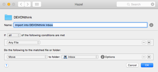 Hazel rule for clipping from Safari to Devonthink via Dropbox
